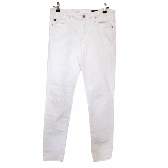 AG ADRIANO GOLDSCHMIED THE STEVIE ANKLE SLIM STRAIGHT ANKLE WHITE DENIM - Picture 2 of 11